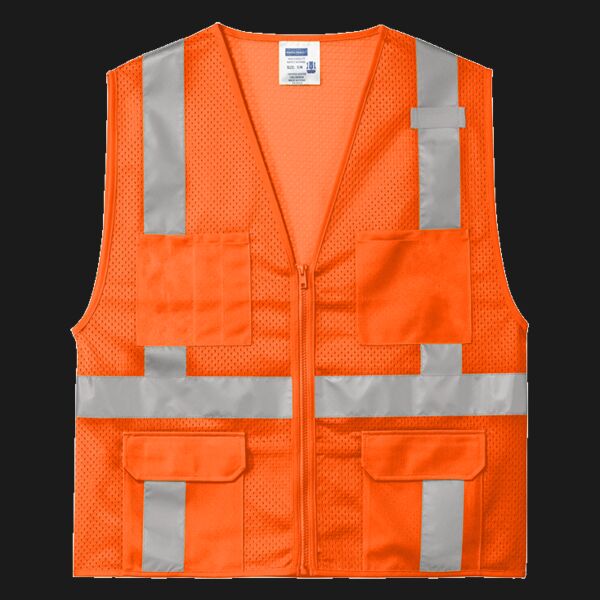 Ansi 107 Class 2 Mesh Six Pocket Zippered Vest Thumbnail